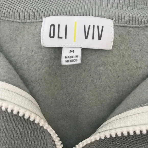 Oli Viv Cozy 1/4 Zip Long Sleeve Popover Sweatshirt Medium Olive Green Soft NEW - Picture 3 of 8